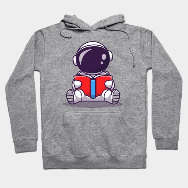 Cute Astronaut Reading Book Cartoon Hoodie by Catalyst Labs